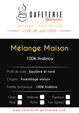 Torréfaction artisanal café Guillaume 100% Arabica Café Pur plaisir Mélange maison