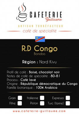 torréfaction artisanale café Guillaume République démocratique du Congo 100% arabica