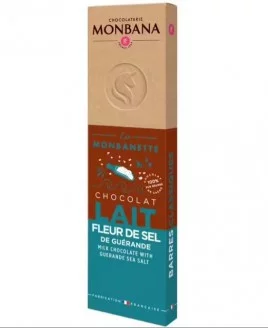 Barre chocolat au lait 33% fleur de sel de Guérande (IGP) 40gcaféterie Guillaume%description_short|limit|%