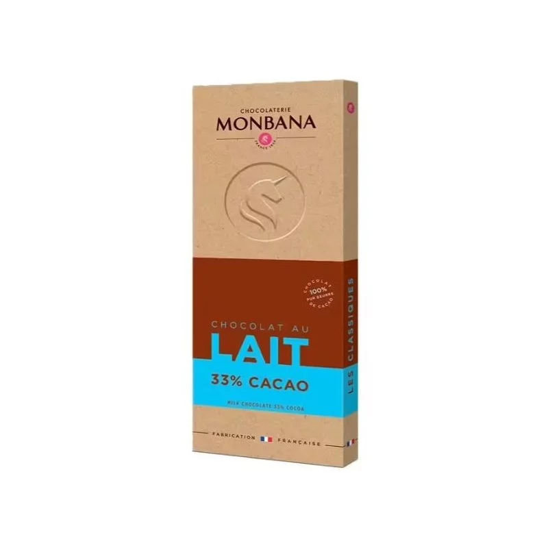 Tablette chocolat au Lait 33% de cacao 100gcaféterie Guillaume%description_short|limit|%