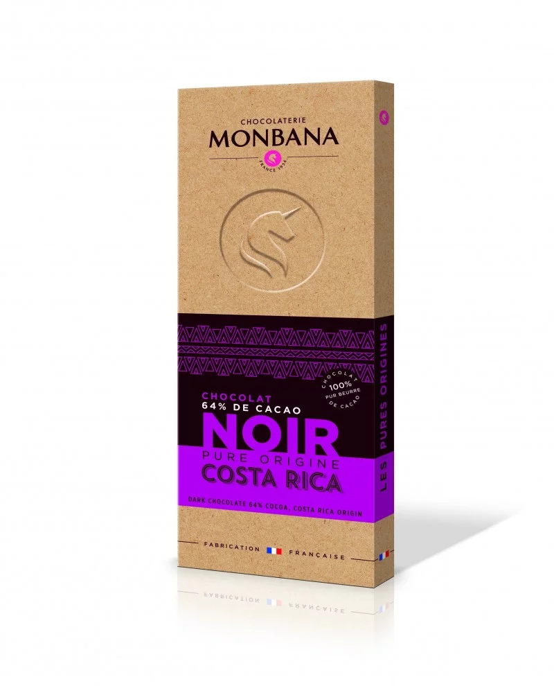 Tablette chocolat Noir 64% Pure Origine COSTA RICA  100gcaféterie Guillaume%description_short|limit|%