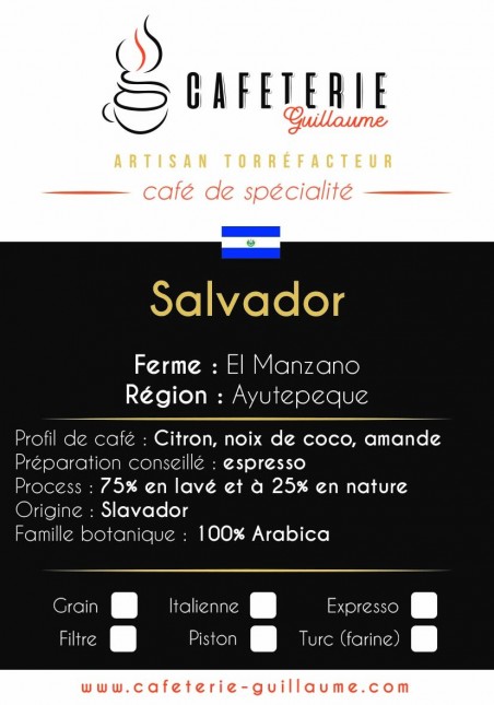 Café de spécialité Salvador -Ayutepeque - spécial espresso