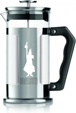 Bialetti Cafetière Piston Preziosa 1 L, Verre borosilicate, Acier inoxydable, 8 Tasses