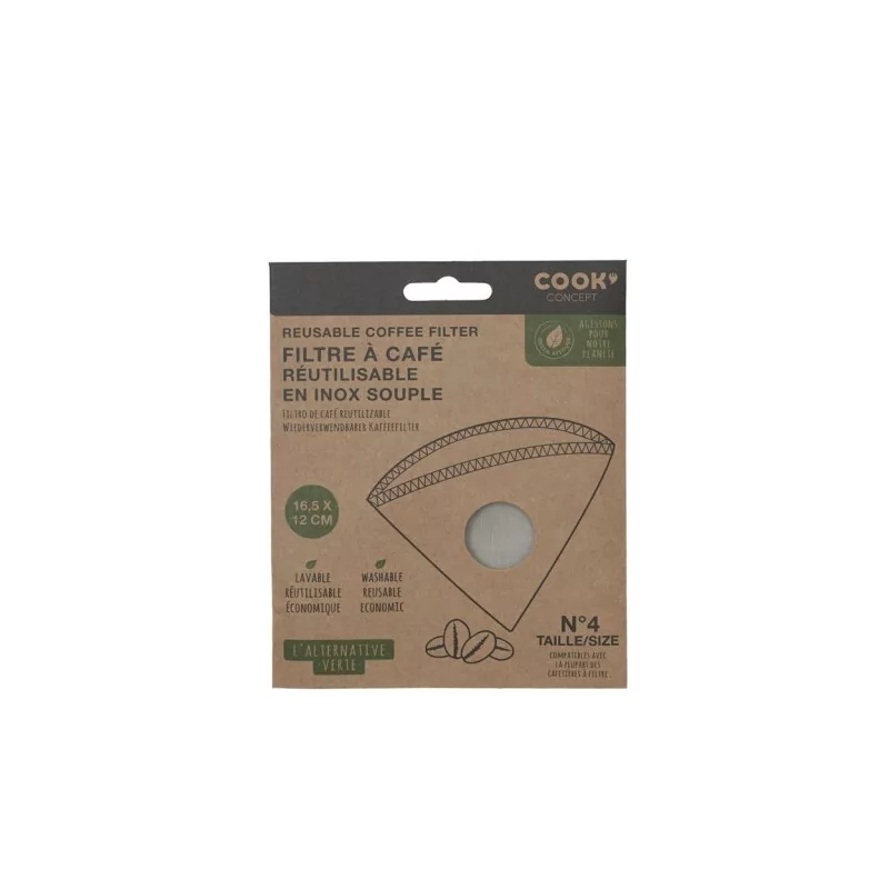 Filtre à café en inox souple – Taille 4 (16,5 × 12 cm)