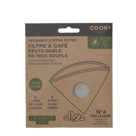 Filtre à café en inox souple – Taille 4 (16,5 × 12 cm)